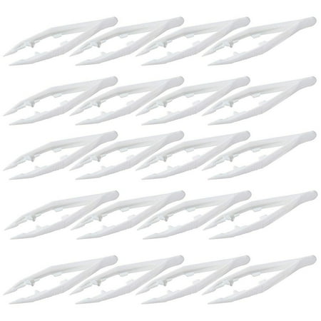 4.3-Inch White Plastic Forceps for Fuse Bead Kids DIY 20-Pack Craft Tweezers Plastic Bead Tweezers